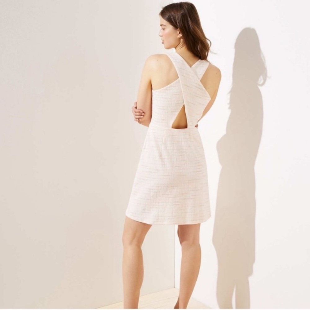 Loft Striped Criss Cross Back Pocket Dress